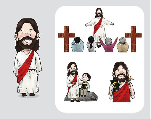 전신 여자 노년 남자 기독교 어린이 십자가 일러스트 들기 앉기 소년 여러명 성인 교회 성경 바위 기도 예수 신도 예배 찬양 국내일러스트 AI파일 종교 다수 종교용품 종교건축 모션 사람 건물 돌_바위 신_종교 파일형식 벡터