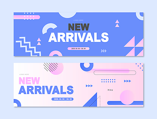 도형 템플릿 배너템플릿 가로배너 분홍색 추상 사람없음 파란색 세트 기하학 이미지템플릿 AI파일 배너 컬러 무늬 가로 파일형식 벡터