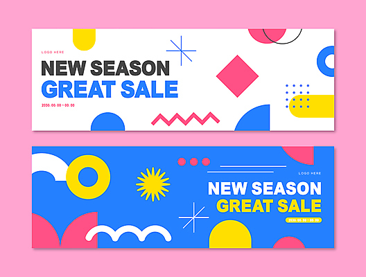 도형 템플릿 배너템플릿 가로배너 분홍색 추상 사람없음 파란색 세트 기하학 이미지템플릿 AI파일 배너 컬러 무늬 가로 파일형식 벡터