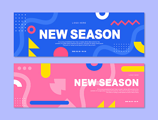 도형 템플릿 배너템플릿 가로배너 분홍색 추상 사람없음 파란색 세트 기하학 이미지템플릿 AI파일 배너 컬러 무늬 가로 파일형식 벡터