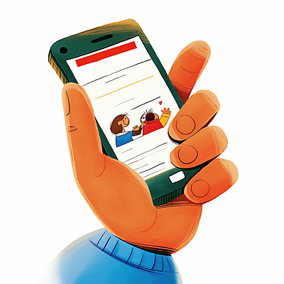 JPG 손 여자 남자 어린이 일러스트 손가락 소년 상반신 성인 두명 신체부위 스마트폰 잡기 국내일러스트 AI일러스트 AI콘텐츠 모션 사람 핸드폰 스마트기기 파일형식