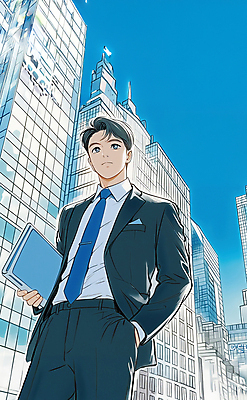 JPG 남자 여유 하늘색 일러스트 비즈니스 하늘 넥타이 한명 들기 정장 성인 도시풍경 고층빌딩 도심 문서 주머니손 영업사원 파일폴더 성인남자한명만 국내일러스트 AI일러스트 AI콘텐츠 1 잡화 옷 감정 모션 사람 풍경 빌딩 파란색 사무용품 도시 직장인 남자한명만 성인남자만 파일형식
