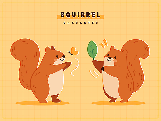 나비 스티커 일러스트 나뭇잎 들기 사람없음 귀여움 주황색 주기 손뻗기 일러캐릭터 다람쥐캐릭터 AI파일 캐릭터 컬러 동물캐릭터 곤충 컨셉 잎 모션 다람쥐 파일형식 벡터