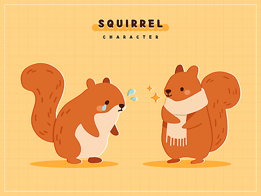 스티커 일러스트 사람없음 반짝임 귀여움 주황색 목도리 슬픔 눈물 일러캐릭터 다람쥐캐릭터 AI파일 캐릭터 잡화 감정 컬러 동물캐릭터 컨셉 모션 다람쥐 파일형식 벡터