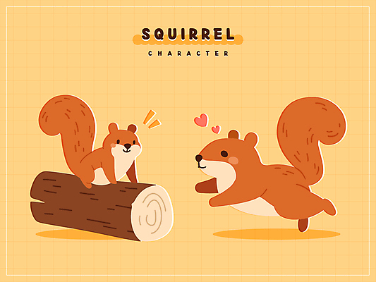 스티커 일러스트 사람없음 달리기 귀여움 주황색 하트 통나무 일러캐릭터 다람쥐캐릭터 AI파일 모양 나무 캐릭터 컬러 동물캐릭터 컨셉 모션 다람쥐 파일형식 벡터