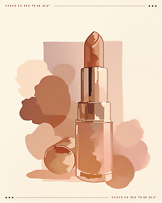 PSD 일러스트 수채화 잉크 사람없음 화장 갈색 립스틱 번짐 국내일러스트 2025트렌드 모카무스 컬러 뷰티 유행 화장품 파일형식 2025년 트렌드컬러 효과