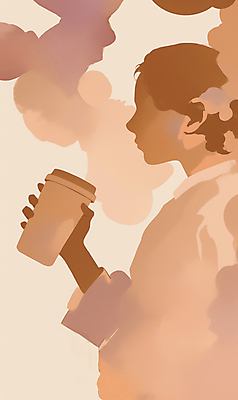 JPG 여자 패션 커피 일러스트 수채화 잉크 한명 들기 상반신 성인 갈색 번짐 감성 테이크아웃컵 성인여자한명만 2025년 국내일러스트 2025트렌드 모카무스 AI일러스트 AI콘텐츠 1 음료 컬러 컨셉 모션 사람 컵 유행 연도 여자한명만 성인여자만 파일형식 트렌드컬러 효과