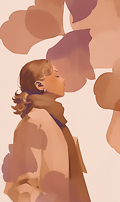 JPG 여자 패션 일러스트 수채화 잉크 한명 성인 갈색 눈감음 목도리 주머니손 감성 성인여자한명만 2025년 국내일러스트 2025트렌드 모카무스 AI일러스트 AI콘텐츠 1 잡화 컬러 컨셉 모션 사람 유행 연도 여자한명만 성인여자만 파일형식 트렌드컬러