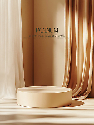 PSD 편집이미지 그림자 사람없음 빛 인테리어 햇빛 갈색 커튼 모던 부드러움 단상 포디움 세련 이미지편집 편집실사 2025트렌드 모카무스 디자인 컬러 태양 유행 무대 감각 CG 파일형식 2025년 트렌드컬러