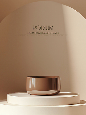 PSD 편집이미지 그릇 그림자 사람없음 빛 인테리어 햇빛 갈색 모던 부드러움 광택 단상 포디움 세련 이미지편집 편집실사 2025트렌드 모카무스 식기 디자인 컬러 태양 유행 무대 감각 CG 파일형식 2025년 트렌드컬러