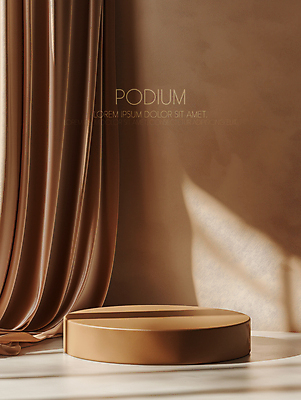 PSD 편집이미지 그림자 사람없음 빛 인테리어 햇빛 갈색 커튼 모던 부드러움 단상 포디움 세련 이미지편집 편집실사 2025트렌드 모카무스 디자인 컬러 태양 유행 무대 감각 CG 파일형식 2025년 트렌드컬러