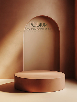 PSD 편집이미지 그림자 사람없음 빛 인테리어 햇빛 갈색 모던 아치 부드러움 단상 포디움 세련 이미지편집 편집실사 2025트렌드 모카무스 디자인 컬러 태양 유행 무대 감각 CG 파일형식 2025년 트렌드컬러