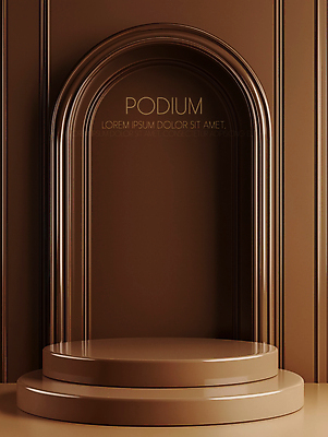 PSD 편집이미지 그림자 사람없음 빛 인테리어 햇빛 갈색 모던 아치 부드러움 광택 단상 포디움 세련 이미지편집 편집실사 2025트렌드 모카무스 디자인 컬러 태양 유행 무대 감각 CG 파일형식 2025년 트렌드컬러