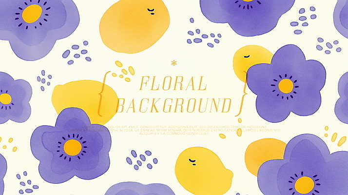 PSD 백그라운드 꽃무늬 일러스트 자연 수채화 사람없음 노란색 보라색 봄 팬지 플라워패턴 국내일러스트 계절 꽃 컬러 무늬 패턴 생태계 파일형식