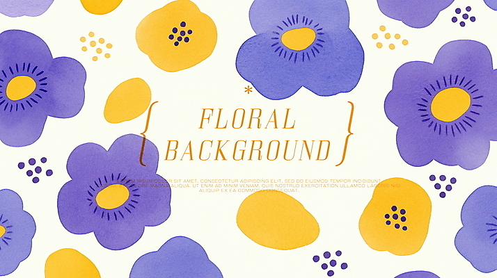 PSD 백그라운드 꽃무늬 일러스트 자연 수채화 사람없음 노란색 보라색 봄 팬지 플라워패턴 국내일러스트 계절 꽃 컬러 무늬 패턴 생태계 파일형식