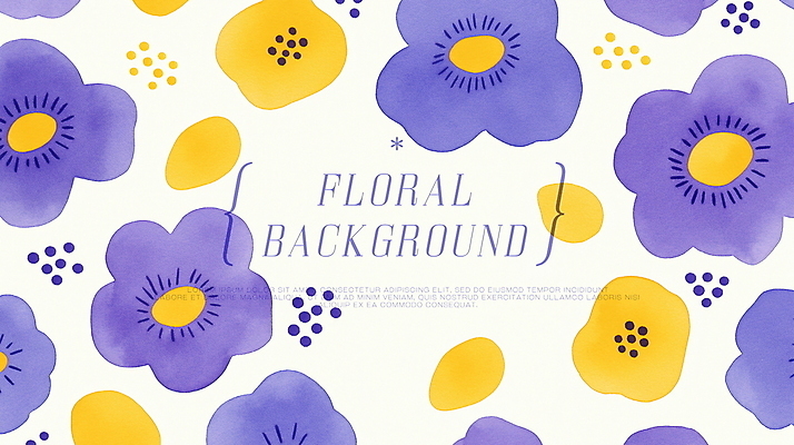 PSD 백그라운드 꽃무늬 일러스트 자연 수채화 사람없음 노란색 보라색 봄 팬지 플라워패턴 국내일러스트 계절 꽃 컬러 무늬 패턴 생태계 파일형식