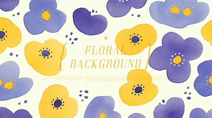 PSD 백그라운드 꽃무늬 일러스트 자연 수채화 사람없음 노란색 보라색 봄 팬지 플라워패턴 국내일러스트 계절 꽃 컬러 무늬 패턴 생태계 파일형식