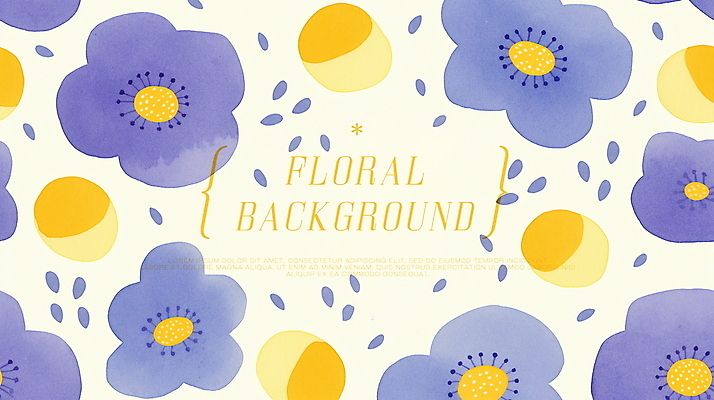 PSD 백그라운드 꽃무늬 일러스트 자연 수채화 사람없음 노란색 보라색 봄 팬지 플라워패턴 국내일러스트 계절 꽃 컬러 무늬 패턴 생태계 파일형식