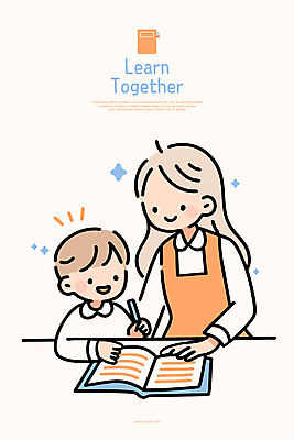 여자 교육 남자 어린이 일러스트 함께함 미소 앉기 소년 상반신 성인 두명 책 반짝임 부모 독서 육아 기록 책상 국내일러스트 AI파일 모자관계 아들 가구 컨셉 가족 모션 엄마 표정 사람 파일형식 벡터
