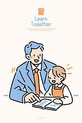 교육 남자 어린이 일러스트 함께함 미소 앉기 정장 상반신 성인 두명 책 부모 독서 육아 가리킴 책상 부자지간 남자만 국내일러스트 AI파일 옷 아들 가구 컨셉 가족 모션 표정 사람 손짓 아빠 파일형식 벡터