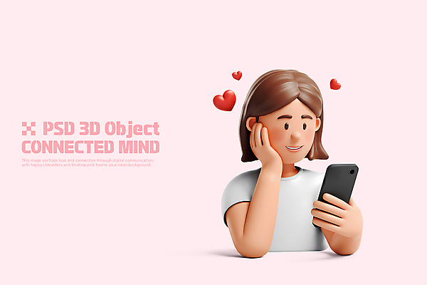 PSD 편집이미지 여자 행복 분홍색 커뮤니케이션 사랑 한명 미소 들기 상반신 성인 스마트폰 3D 디지털 턱괴기 하트 연결 수줍음 성인여자한명만 연락 편집3D 모양 1 감정 컬러 모션 표정 사람 핸드폰 스마트기기 디지털합성 여자한명만 성인여자만 파일형식
