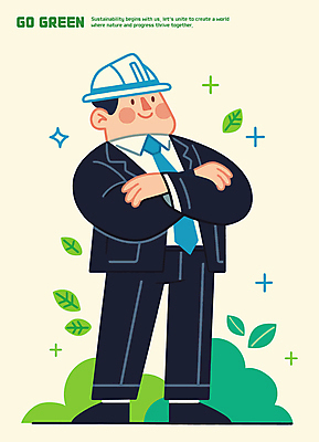 전신 남자 캠페인 일러스트 나뭇잎 한명 미소 정장 성인 초록색 반짝임 팔짱 자연보호 환경 안전모 자부심 성인남자한명만 국내일러스트 AI파일 1 옷 컬러 잎 모션 자연 표정 사람 보호 헬멧 안전장비 남자한명만 성인남자만 파일형식 벡터
