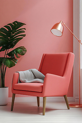 JPG 편집이미지 화분 분홍색 실내 따뜻함 사람없음 인테리어 소파 스탠드 담요 감성 몬스테라 편집실사 AI포토 AI콘텐츠 식물 디자인 컬러 컨셉 의자 조명 내부 CG 파일형식