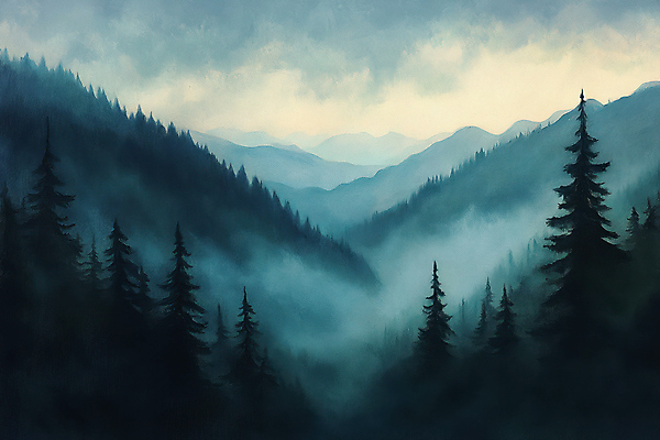 JPG 나무 구름 편집이미지 자연 풍경 사람없음 파란색 평화 어둠 고요 안개 숲 산등성이 흐림 산맥 편집실사 AI포토 AI콘텐츠 자연요소 식물 컬러 컨셉 날씨 산 CG 생태계 파일형식