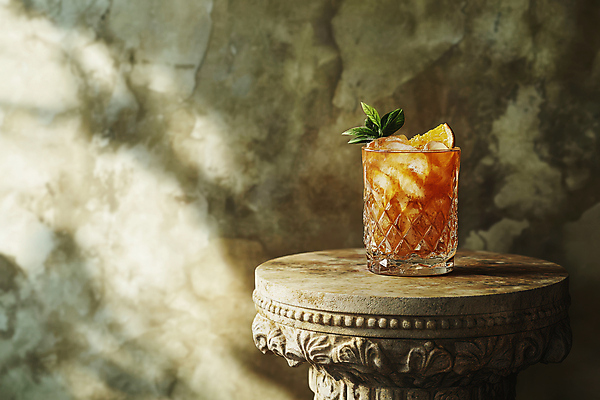 JPG 편집이미지 사람없음 장식 칵테일 칵테일잔 돌벽 편집실사 AI포토 AI콘텐츠 벽 술잔 주류 CG 파일형식