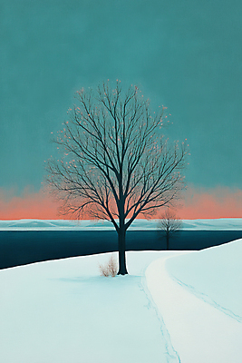 JPG 나무 길 겨울 일러스트 하늘 풍경 사람없음 노을 설원 청록색 겨울풍경 국내일러스트 AI일러스트 AI콘텐츠 자연요소 식물 계절 컬러 눈_날씨 파일형식