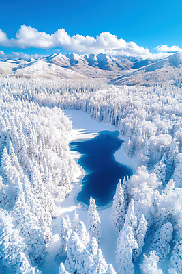 JPG 나무 구름 편집이미지 설경 겨울 자연 하늘 풍경 사람없음 파란색 강 숲 이미지 설산 편집실사 AI포토 AI콘텐츠 자연요소 식물 계절 컬러 산 CG 생태계 파일형식