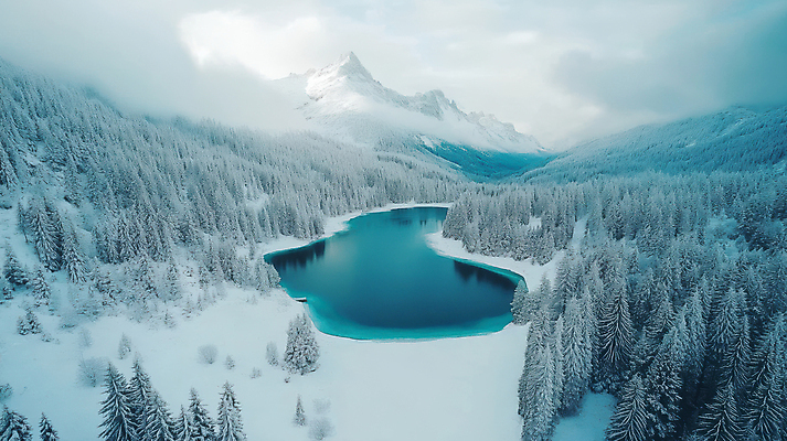 JPG 나무 구름 편집이미지 설경 겨울 자연 하늘 풍경 사람없음 파란색 강 숲 이미지 설산 편집실사 AI포토 AI콘텐츠 자연요소 식물 계절 컬러 산 CG 생태계 파일형식