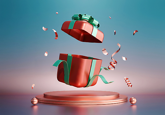 JPG 편집이미지 리본 사람없음 빨간색 선물상자 행운 디지털합성 꽃가루 단상 당첨 랜덤박스 편집3D AI컴퓨터그래픽 AI콘텐츠 컬러 컨셉 선물 상자 3D 가루 파일형식