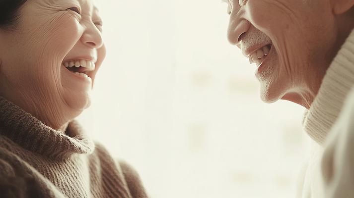 JPG 편집이미지 라이프스타일 여자 할아버지 노년 남자 할머니 미소 상반신 두명 옆모습 디지털합성 노인복지 정책 의료성형뷰티 노인만 편집실사 AI인물포토 AI콘텐츠 뷰포인트 표정 사람 성인 생활 복지 CG 성인만 파일형식 AI포토