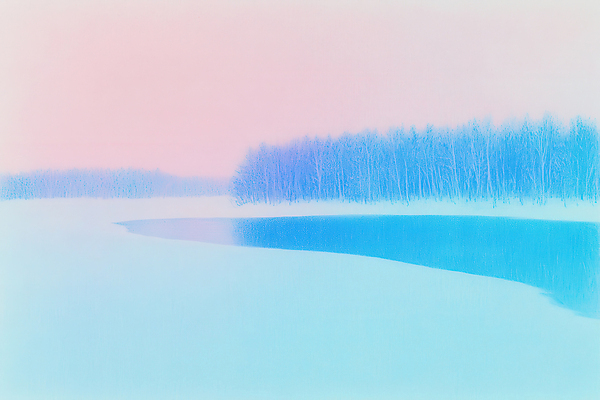 JPG 나무 설경 겨울 일러스트 자연 풍경 사람없음 파란색 강 눈 숲 국내일러스트 AI일러스트 AI콘텐츠 자연요소 식물 계절 컬러 날씨 생태계 파일형식