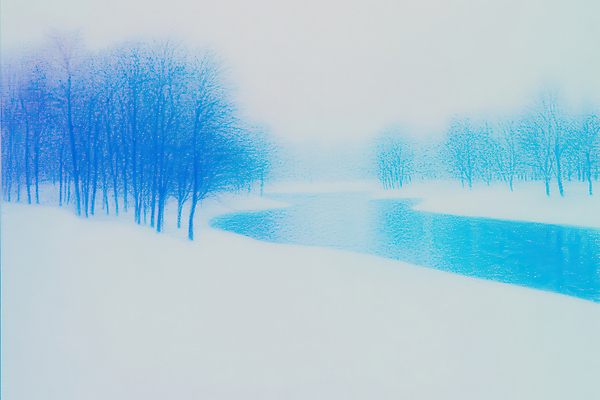 JPG 나무 설경 겨울 일러스트 자연 풍경 사람없음 파란색 강 눈 숲 국내일러스트 AI일러스트 AI콘텐츠 자연요소 식물 계절 컬러 날씨 생태계 파일형식