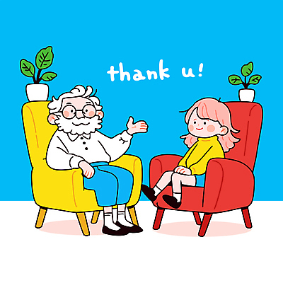 전신 식물 여자 교육 노년 남자 감정 화분 어린이 하늘색 의자 일러스트 가족 대화 미소 웃음 앉기 소녀 두명 성장 상담 심리 소통 땡큐 치유 멘토링 일러캐릭터 AI파일 캐릭터 가구 컨셉 관계 모션 표정 말하기 사람 성인 파란색 파일형식 벡터