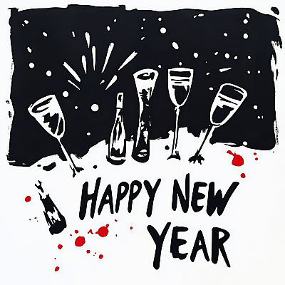 JPG 손글씨 행복 일러스트 캘리그라피 술병 새해 불꽃놀이 타이포그라피 사람없음 검은색 축하 메시지 분위기 인사말 샴페인잔 해피뉴이어 강렬 연말 을사년 국내일러스트 AI일러스트 AI콘텐츠 문자 감정 컬러 컨셉 술잔 놀이 병_용기 주류 새해인사 파일형식 2025년