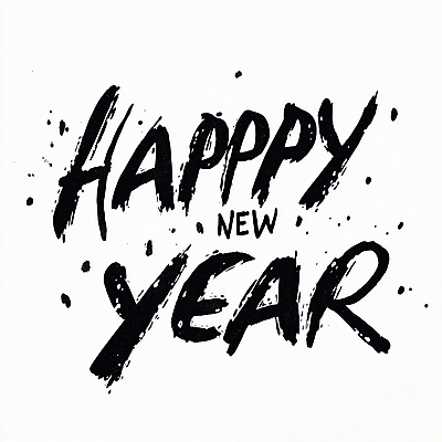 JPG 손글씨 행복 일러스트 캘리그라피 새해 타이포그라피 사람없음 검은색 축하 메시지 분위기 인사말 해피뉴이어 강렬 연말 을사년 국내일러스트 AI일러스트 AI콘텐츠 문자 감정 컬러 컨셉 새해인사 파일형식 2025년