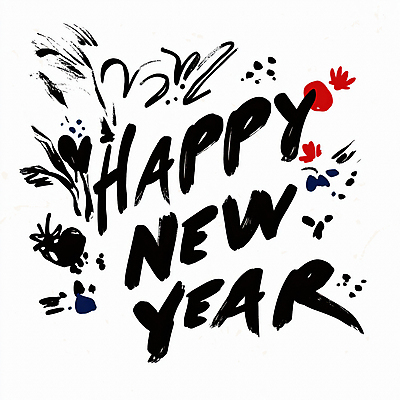 JPG 손글씨 행복 일러스트 캘리그라피 새해 불꽃놀이 타이포그라피 사람없음 검은색 축하 메시지 분위기 인사말 해피뉴이어 강렬 연말 을사년 국내일러스트 AI일러스트 AI콘텐츠 문자 감정 컬러 컨셉 놀이 새해인사 파일형식 2025년