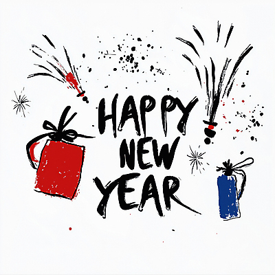 JPG 손글씨 행복 일러스트 캘리그라피 새해 불꽃놀이 타이포그라피 사람없음 선물상자 검은색 축하 메시지 분위기 인사말 해피뉴이어 강렬 연말 을사년 국내일러스트 AI일러스트 AI콘텐츠 문자 감정 컬러 컨셉 놀이 선물 상자 새해인사 파일형식 2025년