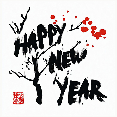 JPG 손글씨 행복 일러스트 캘리그라피 새해 불꽃놀이 타이포그라피 사람없음 검은색 나뭇가지 축하 메시지 분위기 인사말 해피뉴이어 강렬 연말 을사년 국내일러스트 AI일러스트 AI콘텐츠 나무 문자 감정 컬러 컨셉 놀이 새해인사 파일형식 2025년