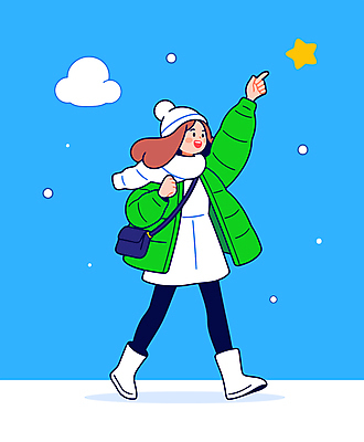 전신 구름 여자 별 가방 일러스트 청소년 한명 미소 캐주얼 초록색 파란색 걷기 목도리 가리킴 비니 십대여자한명만 일러캐릭터 AI파일 자연요소 캐릭터 모자_잡화 1 잡화 옷 컬러 모션 표정 사람 손짓 여자한명만 십대여자만 파일형식 벡터