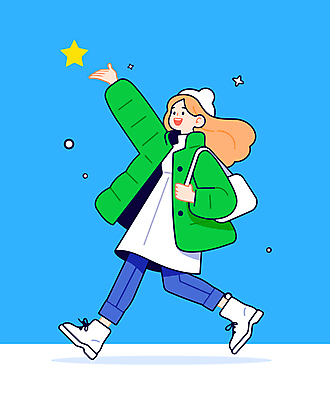 전신 여자 별 가방 일러스트 청소년 한명 미소 캐주얼 초록색 파란색 걷기 가리킴 비니 십대여자한명만 일러캐릭터 AI파일 자연요소 캐릭터 모자_잡화 1 잡화 옷 컬러 모션 표정 사람 손짓 여자한명만 십대여자만 파일형식 벡터