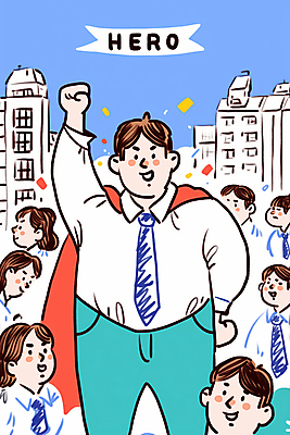 JPG 여자 남자 허리손 일러스트 하늘 넥타이 여러명 성인 건물 손들기 도심 군중 망토 영웅 명예 슈퍼히어로 성인만 국내일러스트 AI일러스트 AI콘텐츠 건축물 잡화 포즈 다수 모션 사람 도시 파일형식