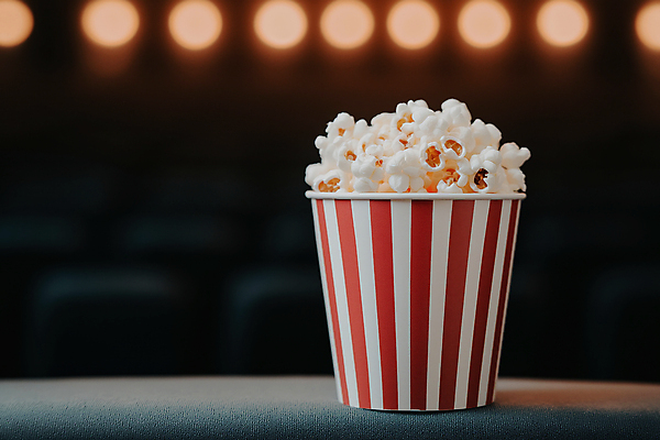 JPG 편집이미지 조명 사람없음 빨간색 무대 영화관 극장 공연장 팝콘 먹거리 편집실사 AI컴퓨터그래픽 AI콘텐츠 음식 컬러 CG 파일형식