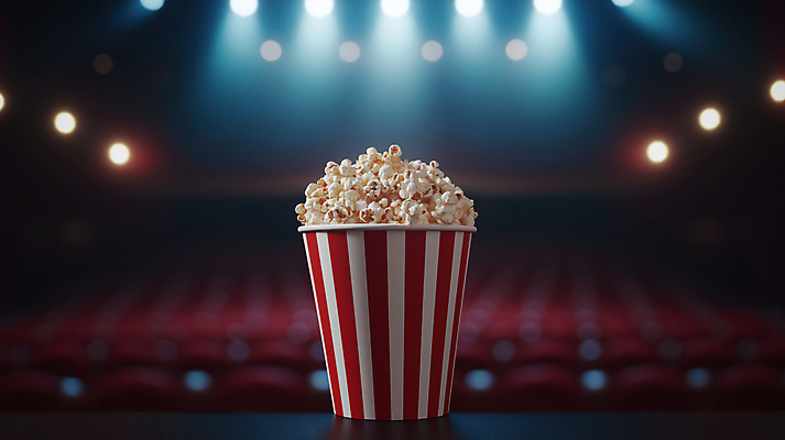 JPG 편집이미지 조명 사람없음 빨간색 빛 무대 영화관 극장 공연장 팝콘 먹거리 편집실사 AI컴퓨터그래픽 AI콘텐츠 음식 컬러 CG 파일형식