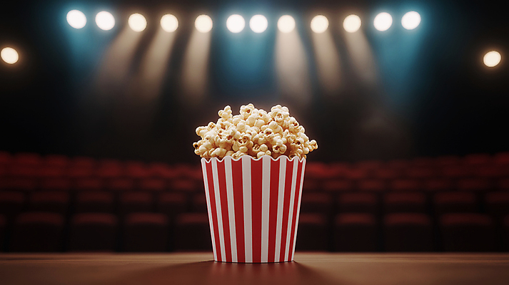 JPG 편집이미지 조명 사람없음 빨간색 빛 무대 영화관 극장 공연장 팝콘 먹거리 편집실사 AI컴퓨터그래픽 AI콘텐츠 음식 컬러 CG 파일형식