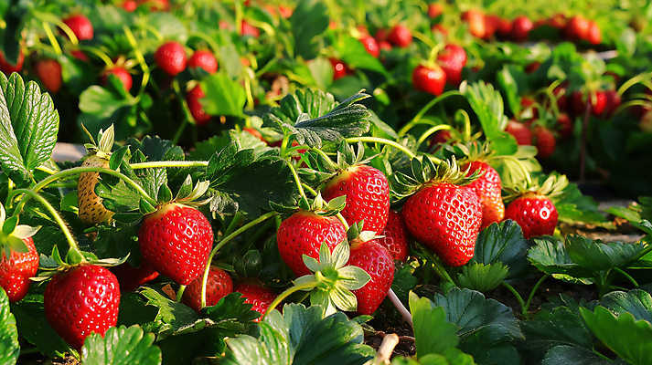JPG 편집이미지 잎 딸기 사람없음 빨간색 농장 수확 신선 딸기밭 편집실사 AI포토 AI콘텐츠 식물 컬러 밭 농업 과일 CG 파일형식