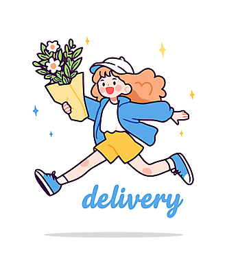 전신 여자 행복 어린이 꽃다발 일러스트 선물 한명 들기 소녀 달리기 노란색 점프 꽃집 꽃배달 소녀한명만 일러캐릭터 AI파일 캐릭터 1 꽃 감정 컬러 모션 사람 상점 배송 여자한명만 소녀만 파일형식 벡터